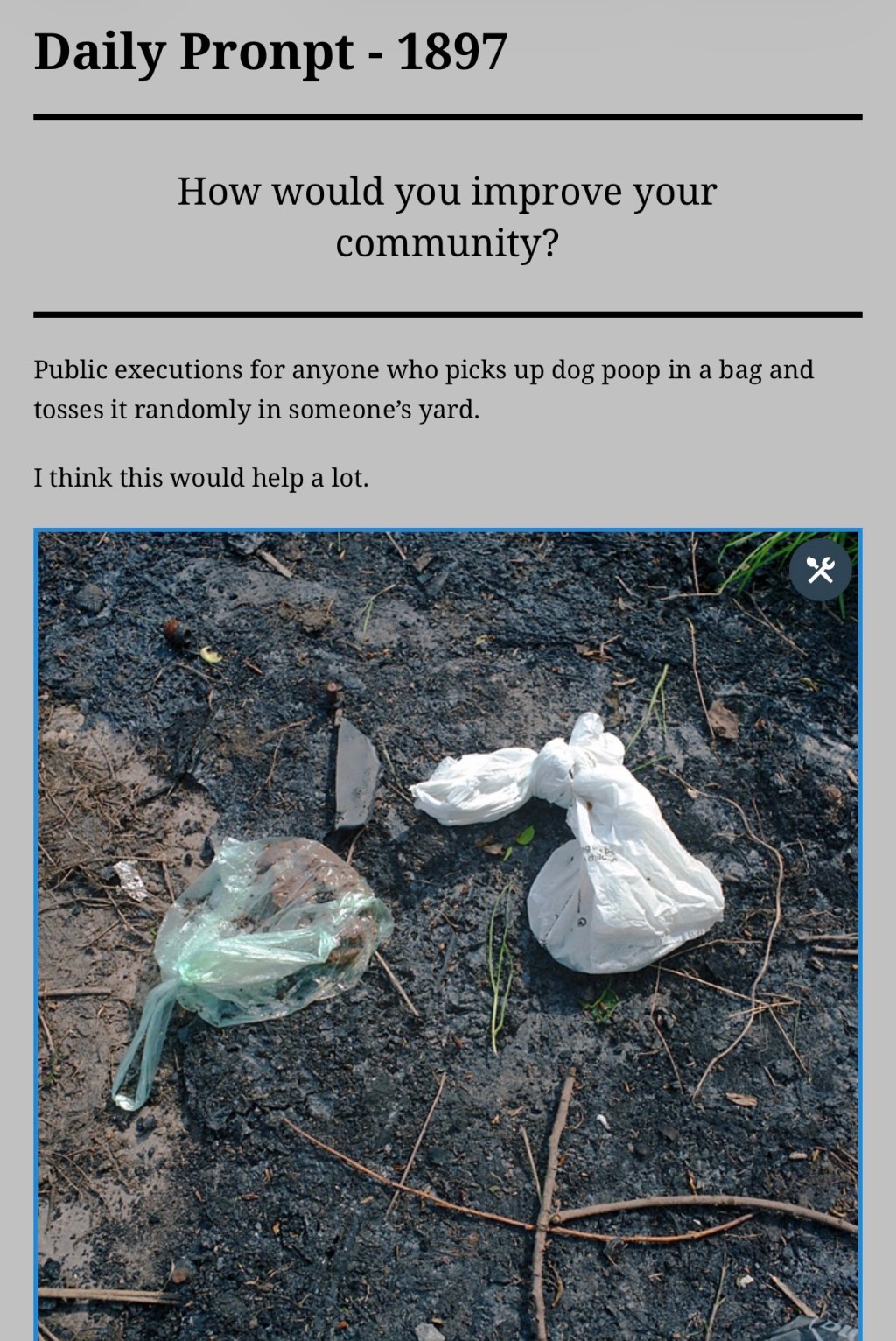 Daily Pronpt –&nbsp;1897